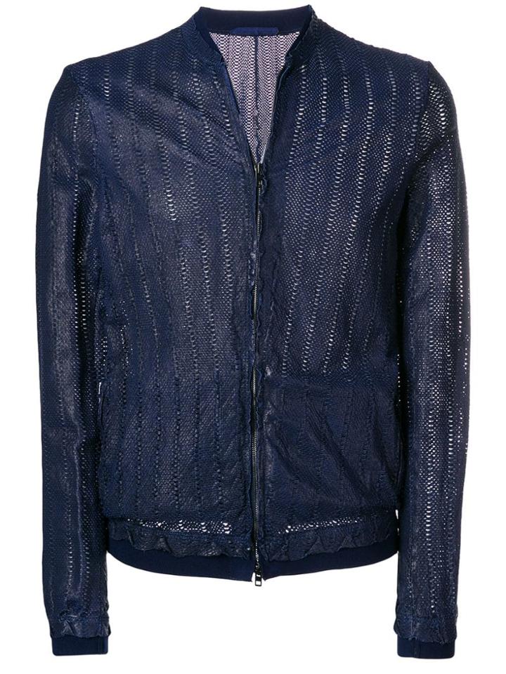 Salvatore Santoro Perforated Detail Bomber Jacket - Blue