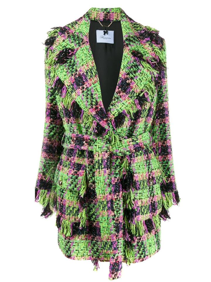 Blumarine Neon Tartan Coat - Green