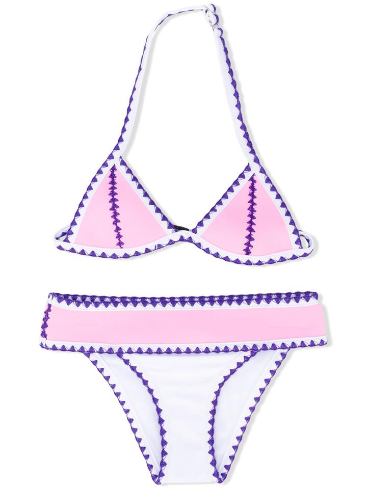 Stitch Trim Bikini - Kids - Neoprene/spandex/elastane - 8 Yrs, White, Mc2 Saint Barth Kids