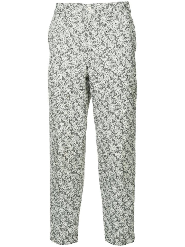 Comme Des Garçons Vintage Floral Tapestry Trousers - White