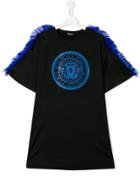 Balmain Kids Ruffle-trim Logo T-shirt - Black