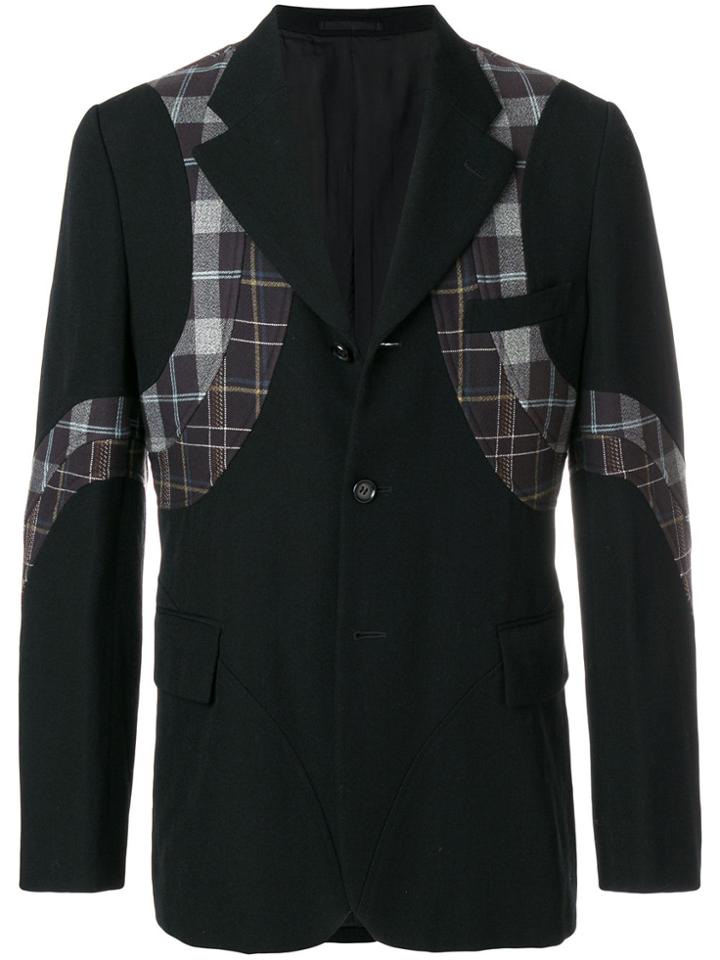 Comme Des Garçons Vintage Plaid Appliqué Blazer - Black