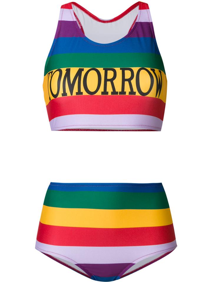 Alberta Ferretti Tomorrow Rainbow Stripe Two-piece Swimsuit -
