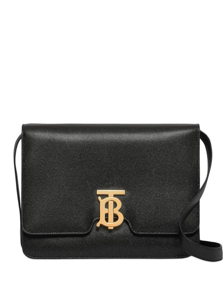 Burberry Medium Grainy Leather Tb Bag - Black
