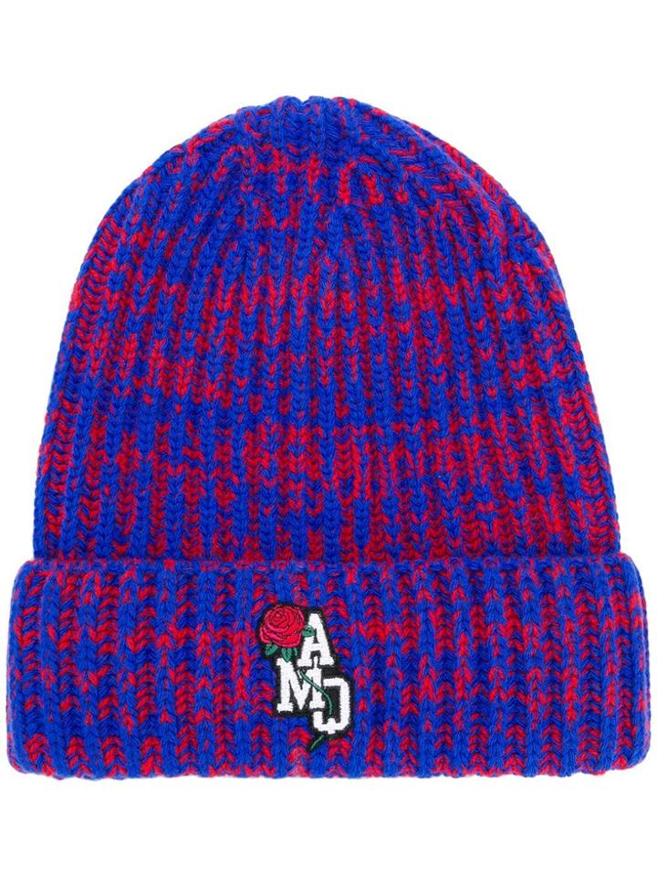 Alexander Mcqueen Ribbed Knit Beanie Hat - Blue