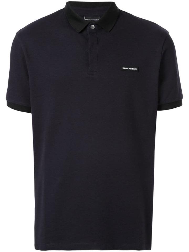 Emporio Armani Logo Patch Polo Shirt - Blue