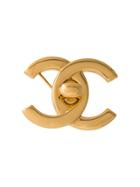 Chanel Vintage Signature Turnlock Brooch - Metallic