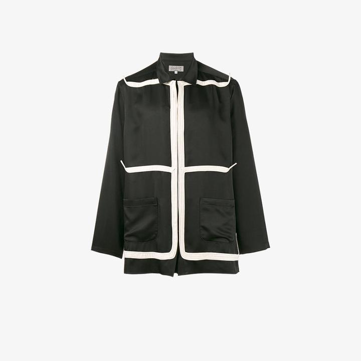 Yohji Yamamoto Taped Long Sleeve Jacket, Men's, Size: 2, Black, Silk/cotton