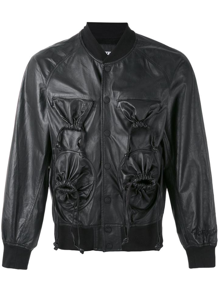 Ktz Gathered Pocket Bomber Jacket - Black