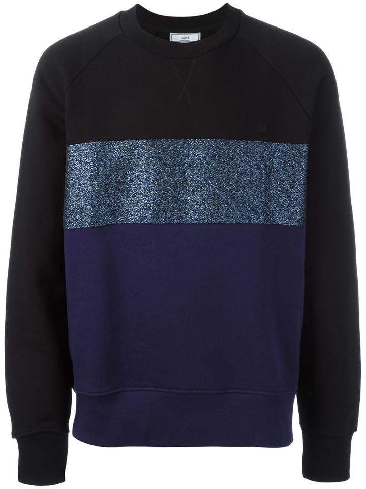 Ami Alexandre Mattiussi Colour Block Sweatshirt, Men's, Size: Small, Black, Cotton/polyester/metallized Polyester