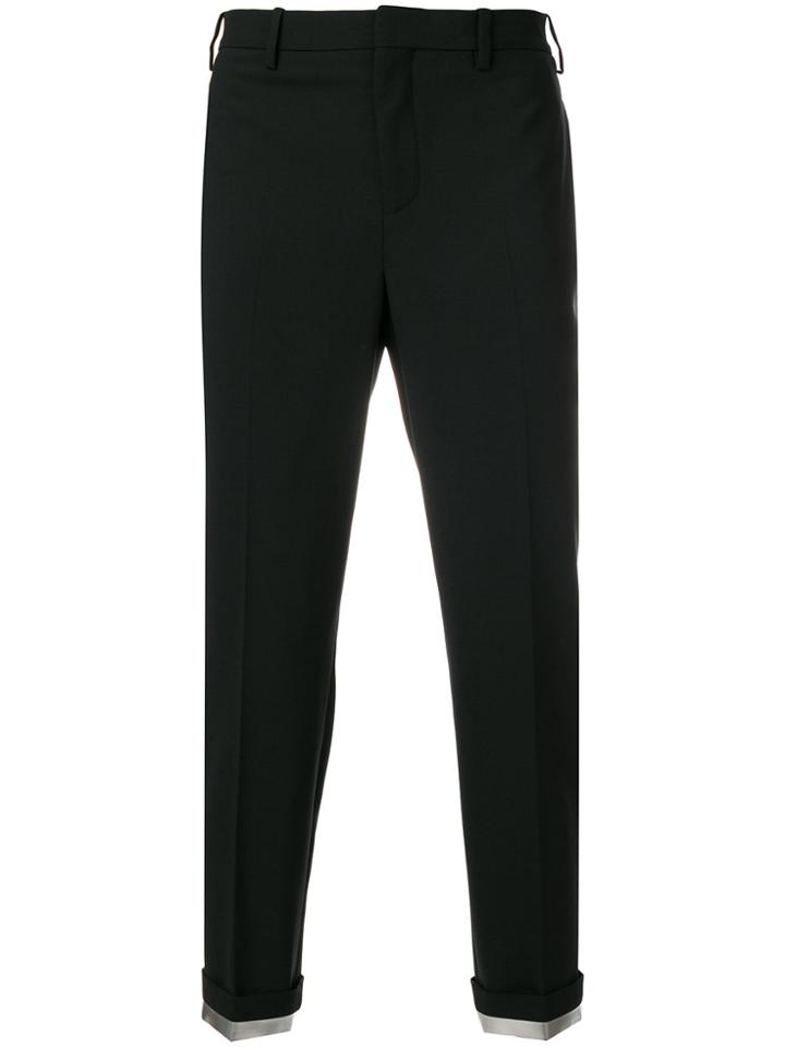 Neil Barrett Contrast Hem Trousers - Black