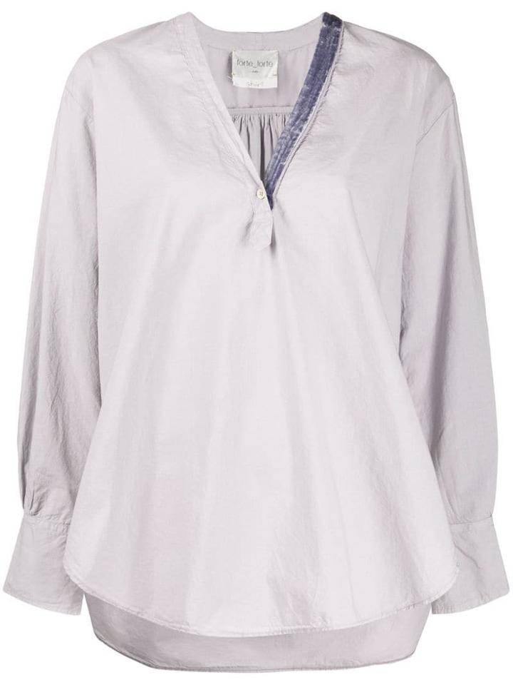 Forte Forte Classic V-neck Blouse - Purple