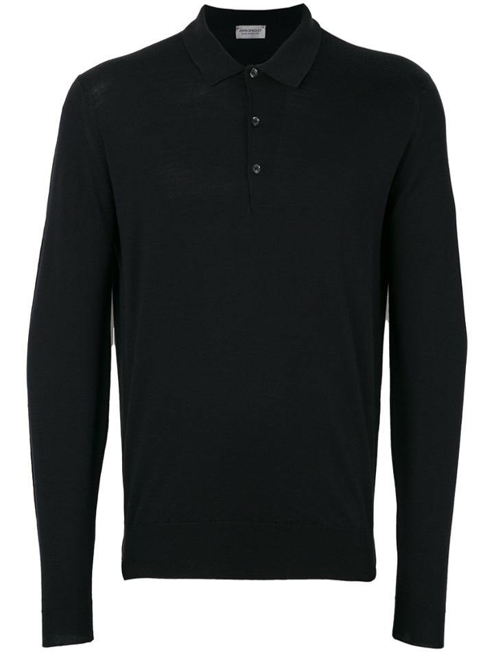 John Smedley Button Collar Jumper - Black