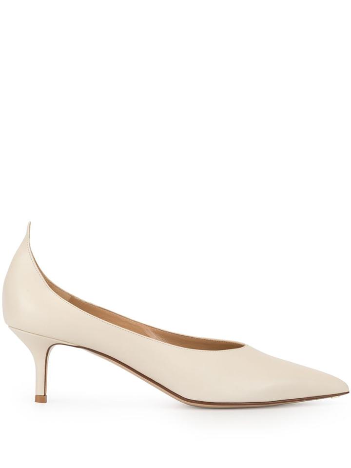 Francesco Russo Pointed Toe Pump Kitten Heel - Neutrals
