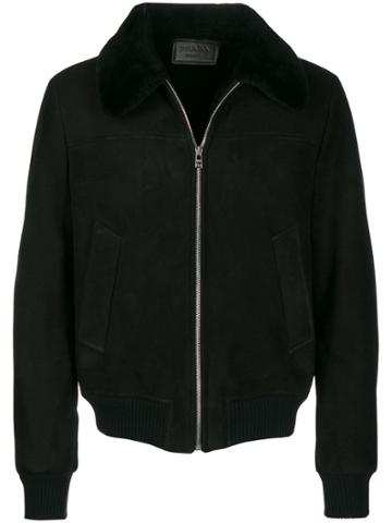 Prada Sheep Shearling Zipped Jacket - Black