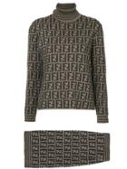 Fendi Vintage Zucca Pattern Skirt Set - Brown