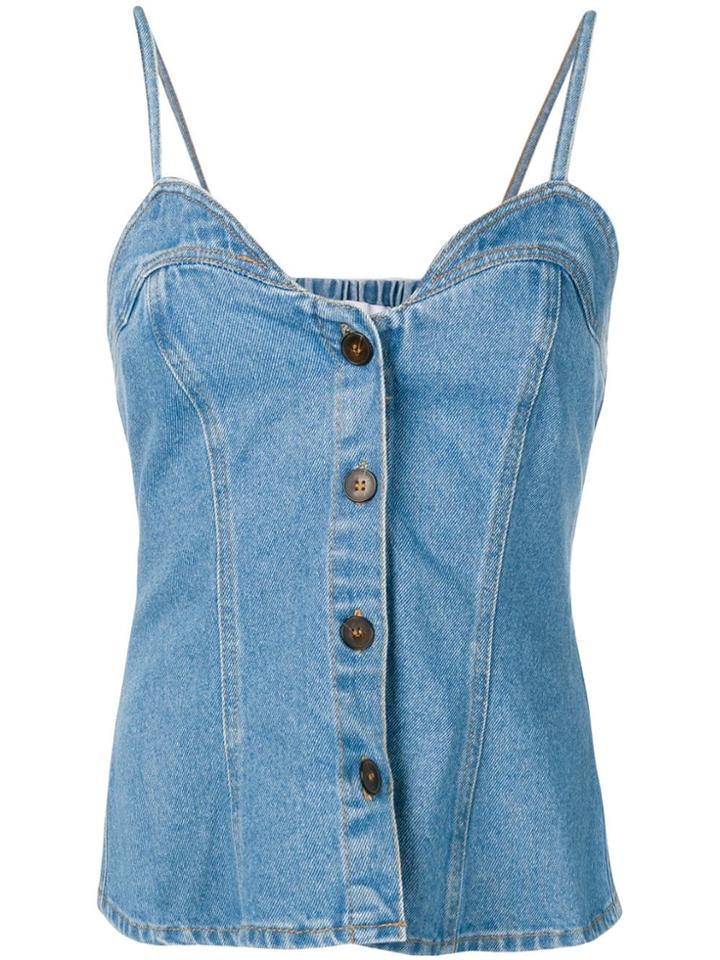 Nanushka Sweetheart Denim Top - Blue