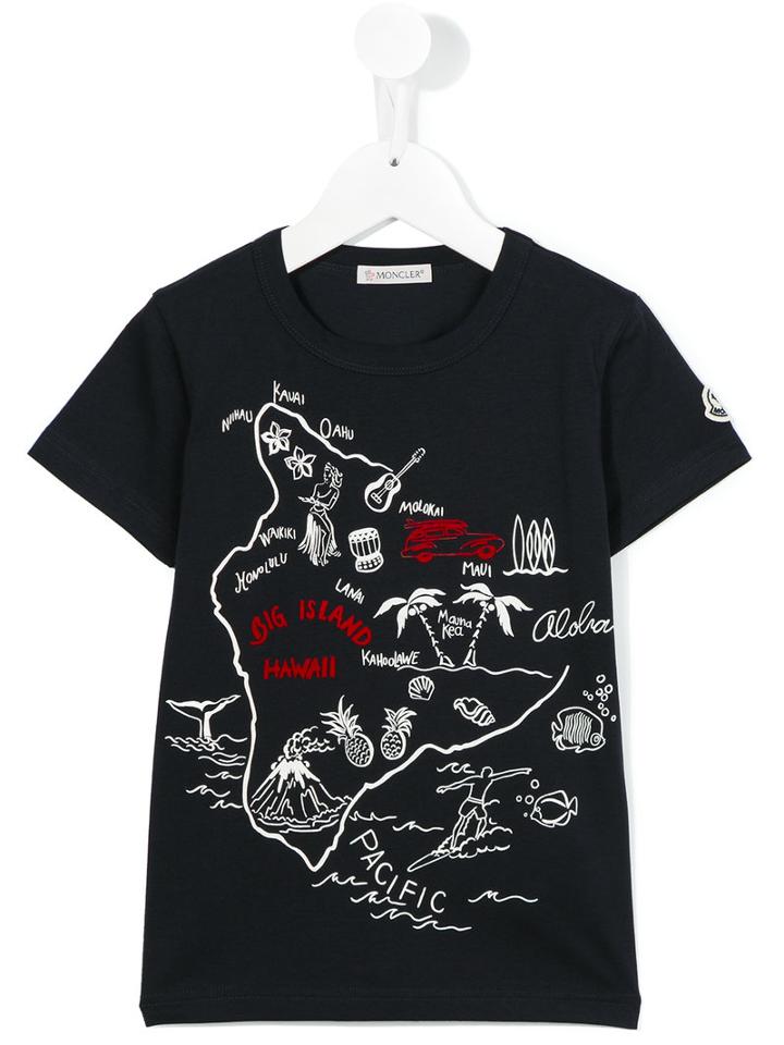 Moncler Kids Map Print T-shirt, Boy's, Size: 6 Yrs, Black