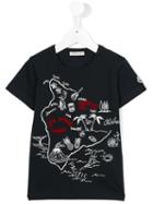 Moncler Kids Map Print T-shirt, Boy's, Size: 6 Yrs, Black