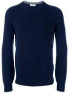 Brunello Cucinelli Ribbed Crew Neck Jumper, Men's, Size: 50, Blue, Silk/cashmere/virgin Wool