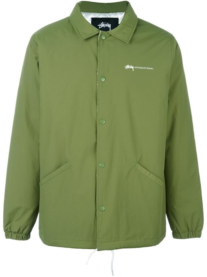 Stussy Back Print Coach Jacket, Men's, Size: Small, Green, Nylon/polyester