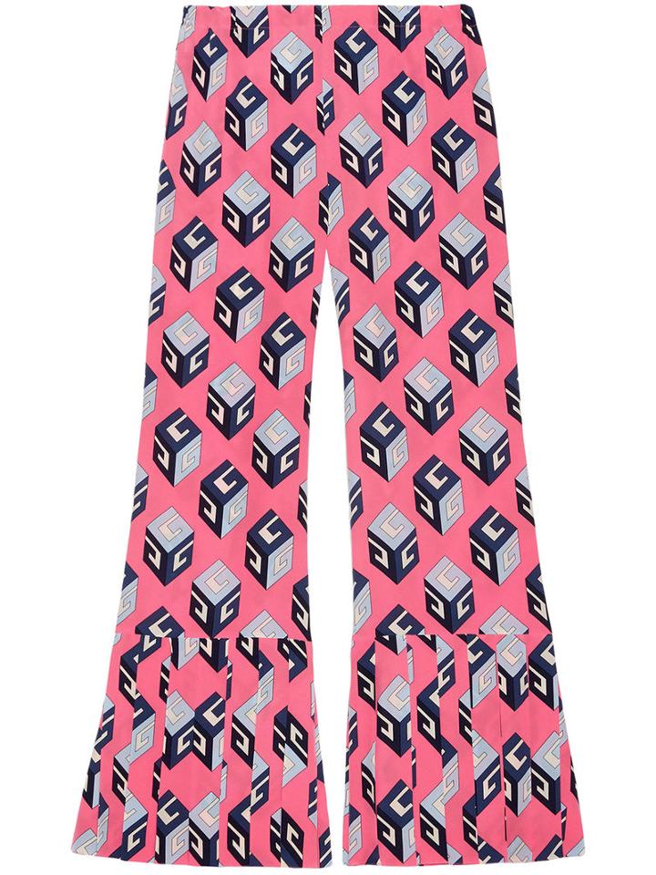 Gucci - Gg Wallpaper Print Silk Pant - Women - Silk - 36, Pink/purple, Silk