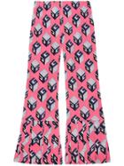 Gucci - Gg Wallpaper Print Silk Pant - Women - Silk - 36, Pink/purple, Silk