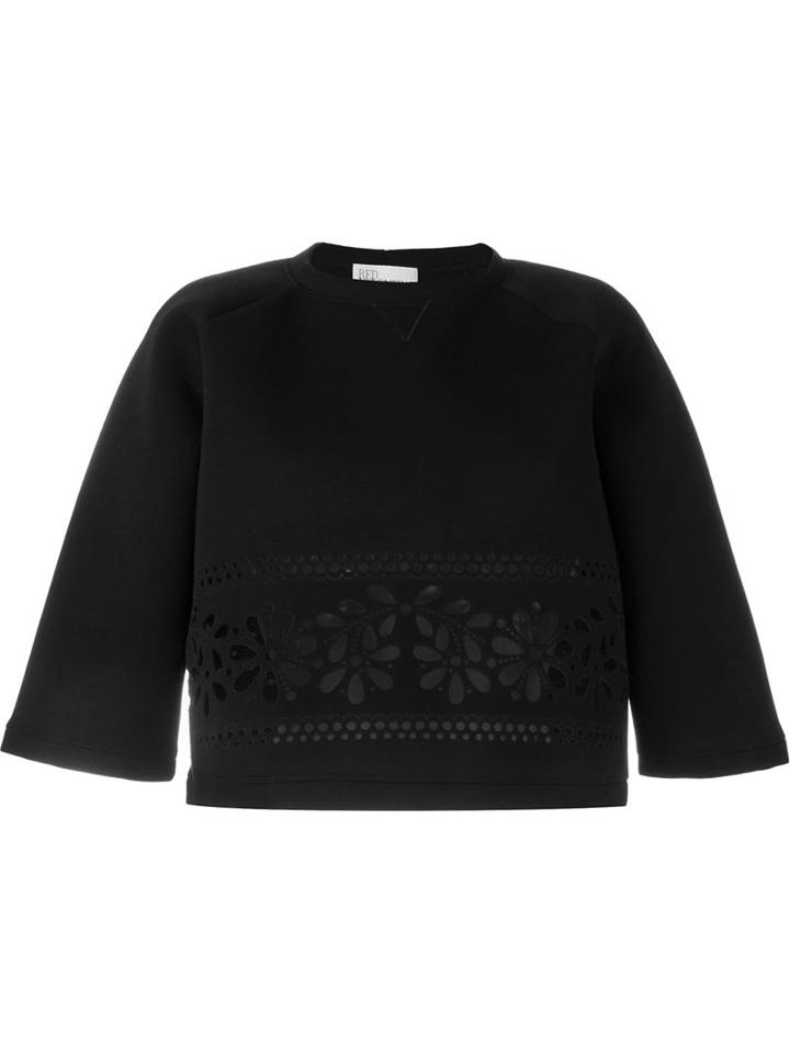 Red Valentino Flower Cut-out Sweatshirt, Women's, Size: M, Black, Cotton/polyamide/polyurethane