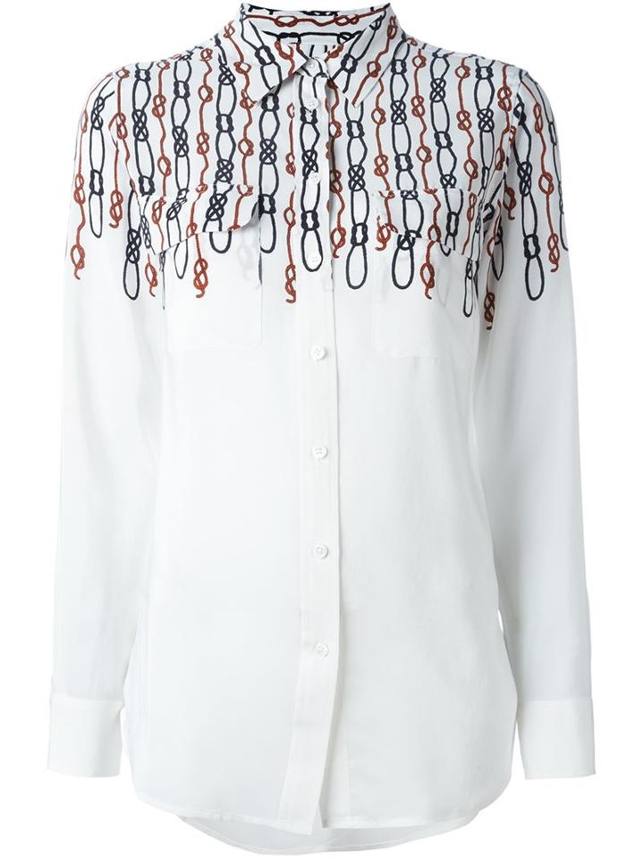 Equipment Nautical Knot Print Shirt, Women's, Size: Medium, White, Silk
