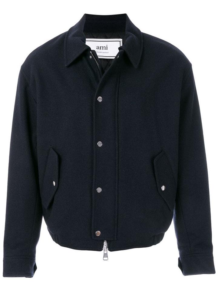 Ami Paris Quilted Zipped Jacket - Blue