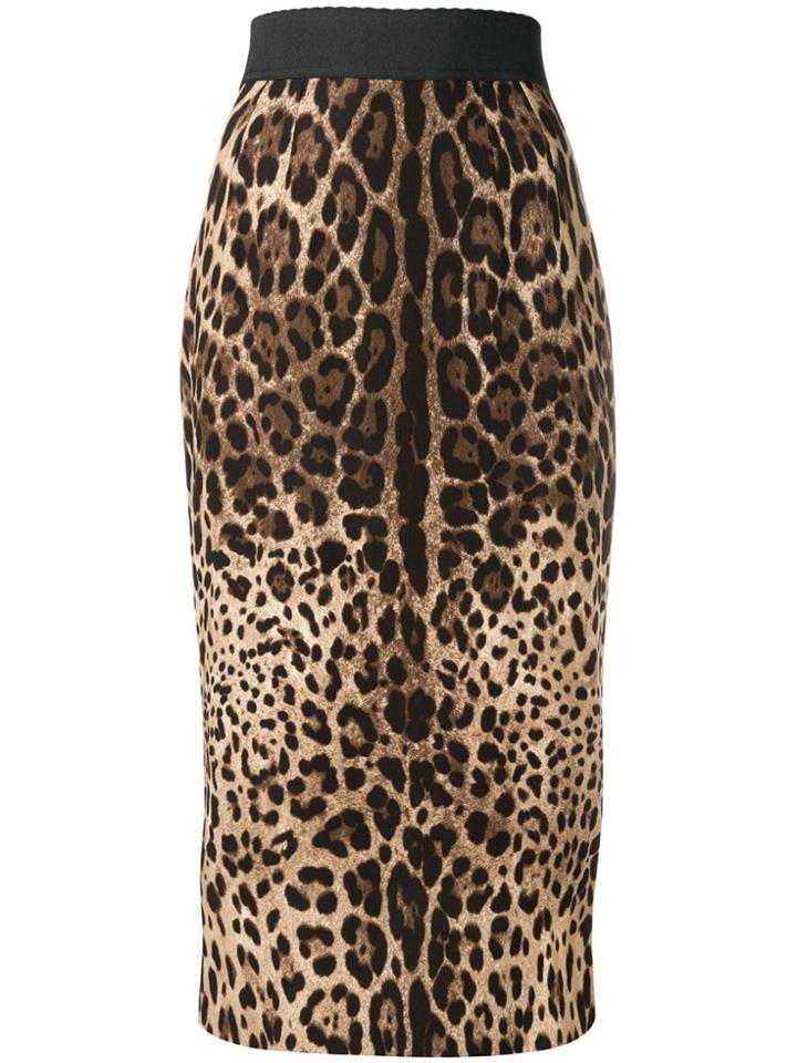 Dolce & Gabbana Leopard Print Skirt - Brown