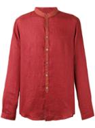 John Varvatos Mandarin Collar Shirt, Men's, Size: Medium, Red, Linen/flax