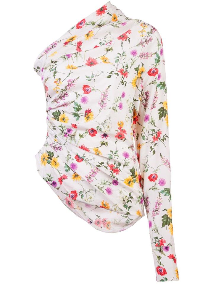 Hellessy One-shoulder Floral Blouse - White