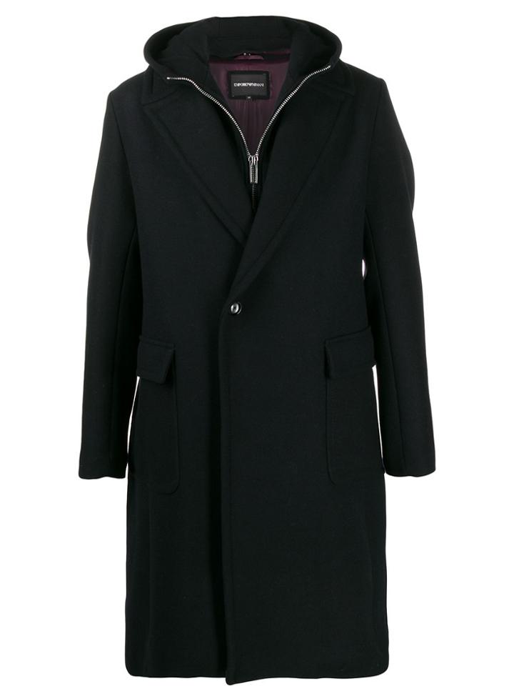 Emporio Armani Double Layered Overcoat - Blue