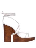 Jacquemus White Strappy Leather Wedge Sandals