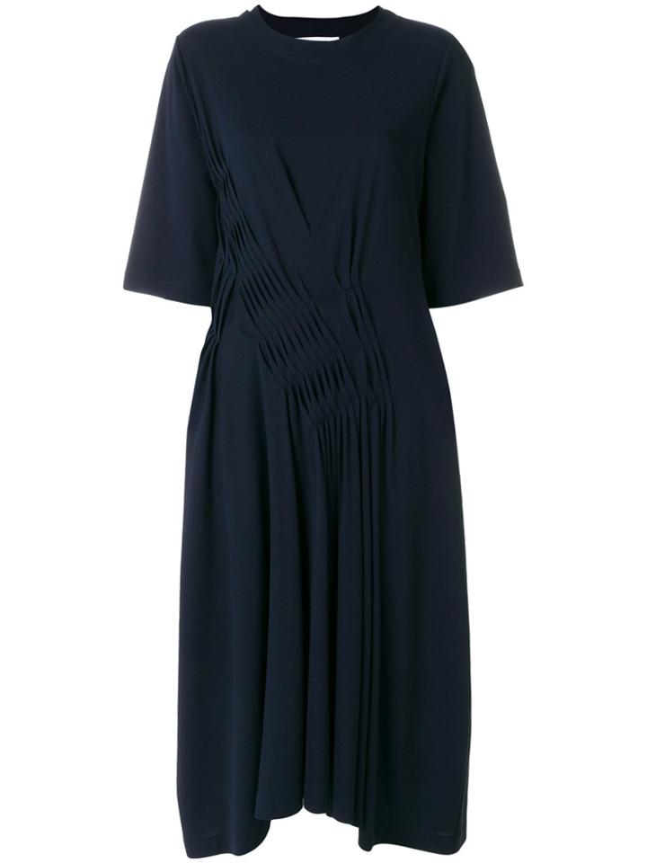 Jil Sander Pleated Detail Dress - Blue