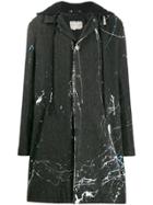Greg Lauren Hooded Midi Coat - Black
