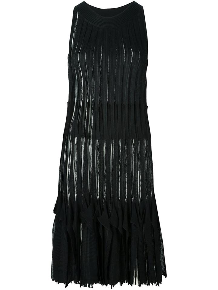 Missoni - Fringed Knitted Dress - Women - Rayon/wool - 42, Black, Rayon/wool