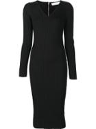 Victoria Beckham Ribbed V-neck Dress