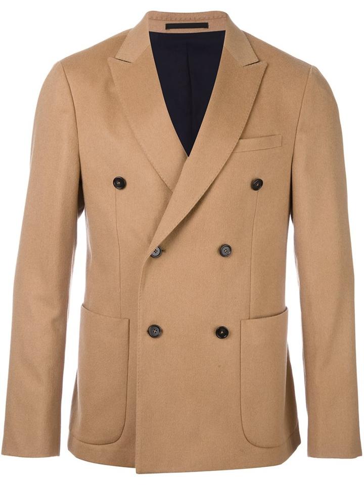 Z Zegna Double Breasted Jacket, Men's, Size: 52, Nude/neutrals, Cotton/cupro/camel Hair/wool