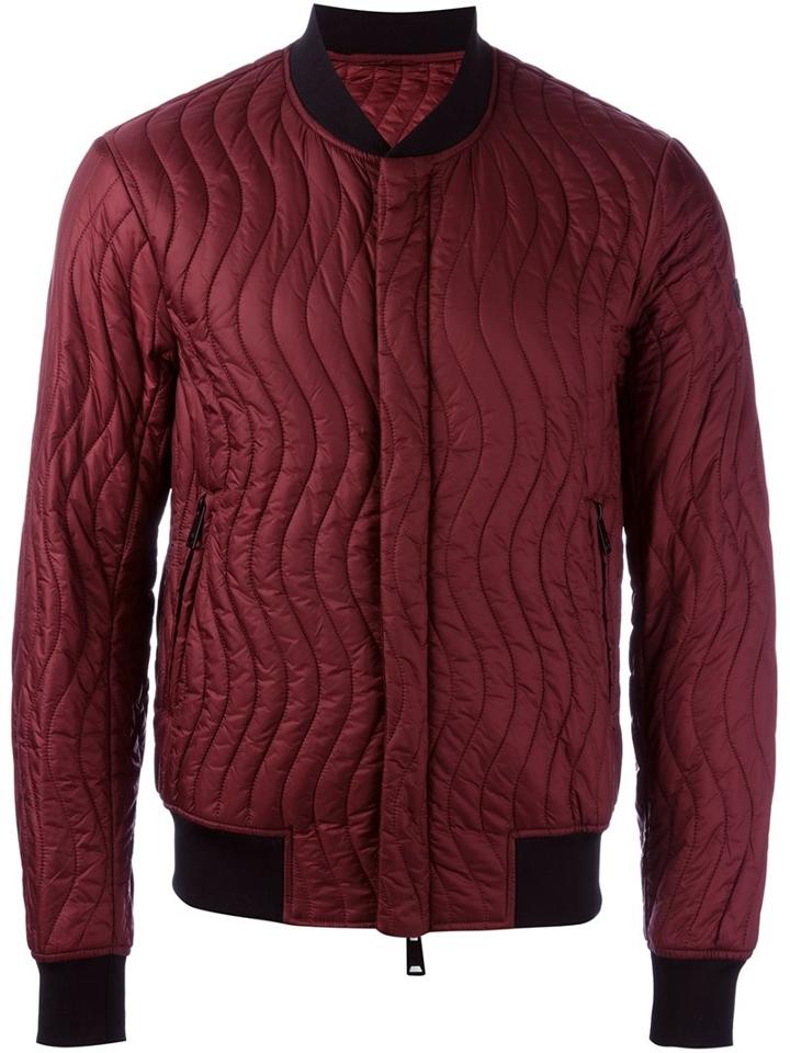 Armani Jeans Quilted Bomber, Men's, Size: 52, Red, Polyamide/polyester