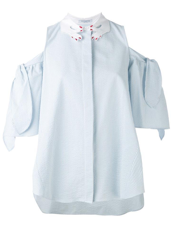 Vivetta - Cold-shoulder Shirt - Women - Cotton - 48, Blue, Cotton
