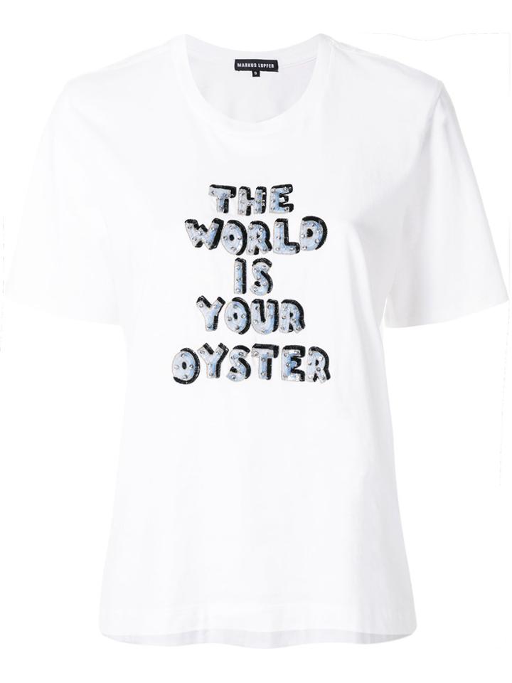 Markus Lupfer Short Sleeved Slogan T-shirt - White