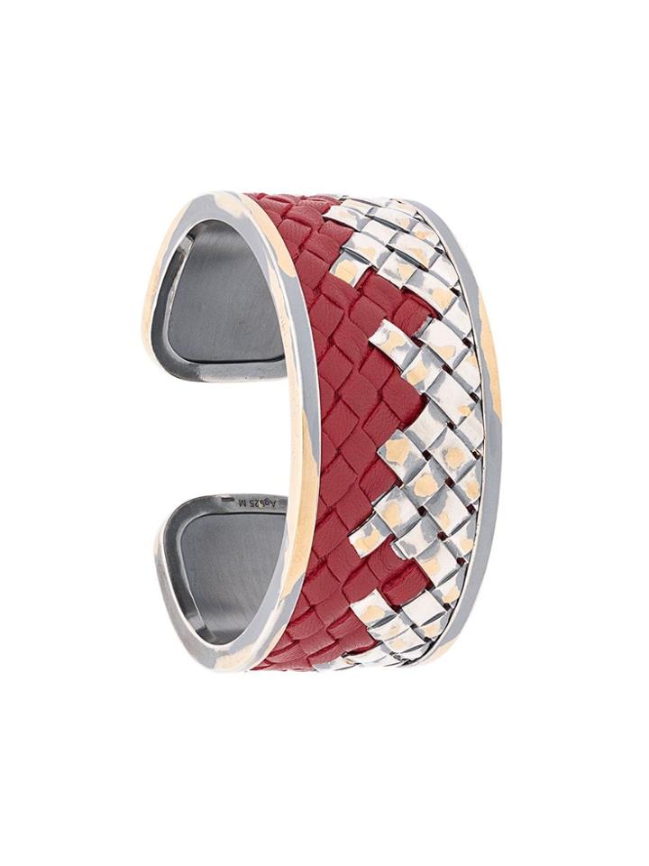 Bottega Veneta Woven Cuff Bracelet - Red