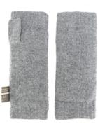 N.peal Fur-lined Fingerless Gloves - Grey
