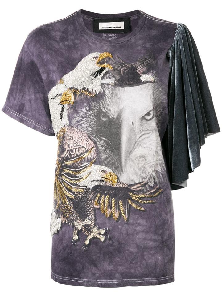Night Market Eagle Embroidered T-shirt - Pink & Purple