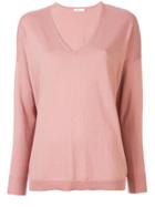 6397 Loose Fit V-neck Sweater - Pink & Purple