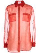 Salvatore Ferragamo Sheer Long Sleeve Shirt - Orange