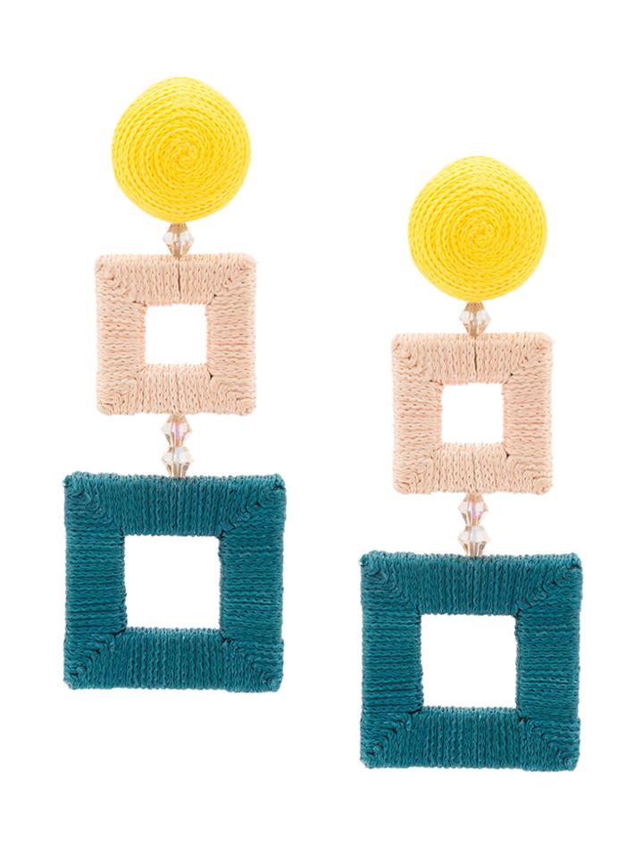 Oscar De La Renta Wrapped Double Square Earrings - Multicolour