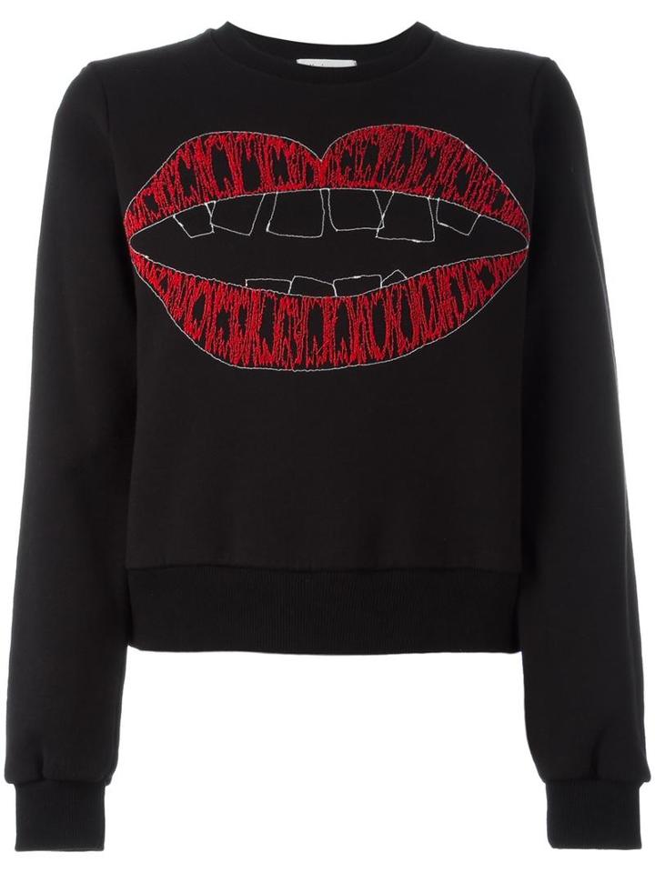 Jimi Roos Embroidered Kiss Sweatshirt, Women's, Size: Small, Black, Cotton